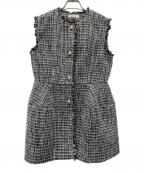 NATURAL BEAUTY BASICナチュラルビューティーベーシック）の古着「ペプラムツイードジレ」｜グレー