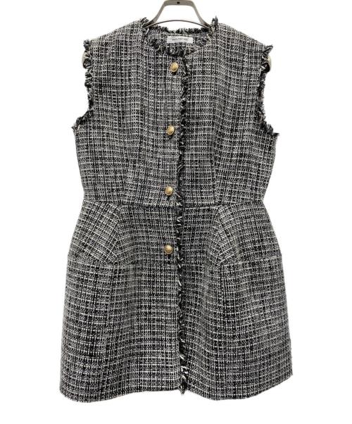 NATURAL BEAUTY BASIC（ナチュラルビューティーベーシック）NATURAL BEAUTY BASIC (ナチュラルビューティーベーシック) ペプラムツイードジレ グレー サイズ:Ｓの古着・服飾アイテム