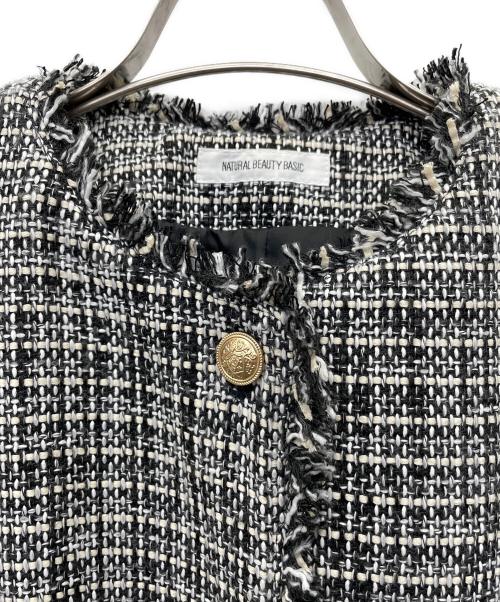 NATURAL BEAUTY BASIC（ナチュラルビューティーベーシック）NATURAL BEAUTY BASIC (ナチュラルビューティーベーシック) ペプラムツイードジレ グレー サイズ:Ｓの古着・服飾アイテム