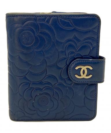 中古・古着通販】CHANEL (シャネル) 2つ折り財布 カメリア ネイビー