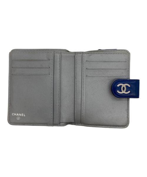 CHANEL（シャネル）CHANEL (シャネル) 2つ折り財布 カメリア ネイビーの古着・服飾アイテム