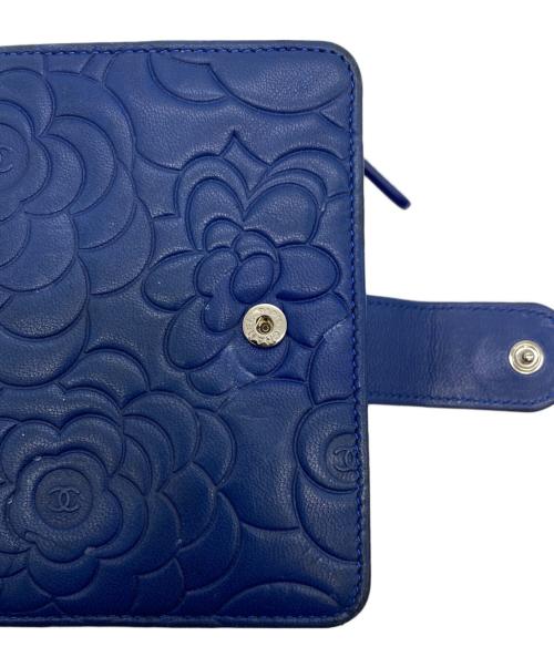 CHANEL（シャネル）CHANEL (シャネル) 2つ折り財布 カメリア ネイビーの古着・服飾アイテム