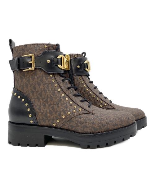 MICHAEL KORS（マイケル・コース）MICHAEL KORS (マイケル・コース) KINCAID LACE UP BOOTIE ブラウン×ブラック サイズ:23㎝の古着・服飾アイテム