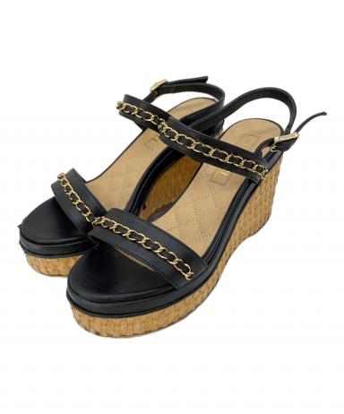 中古・古着通販】CHANEL (シャネル) ウェッジソールサンダル ブラック