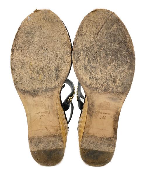 CHANEL（シャネル）CHANEL (シャネル) ウェッジソールサンダル ブラック×ベージュ サイズ:23.5㎝の古着・服飾アイテム