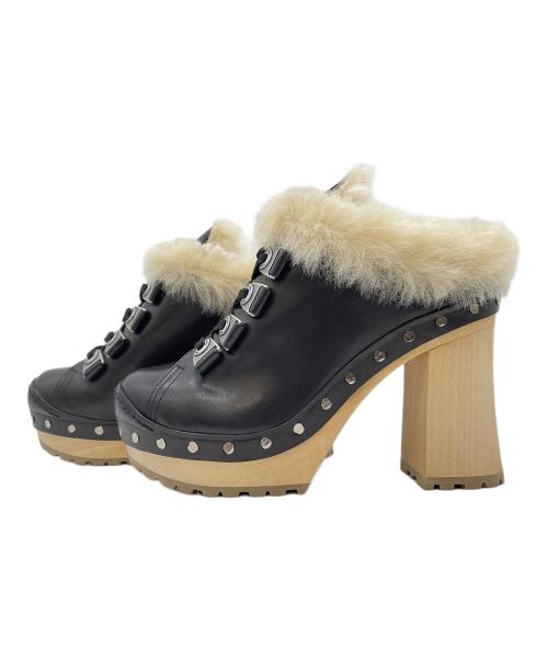 MIU MIU（ミュウミュウ）MIU MIU (ミュウミュウ) ブーティ ブラック×ベージュ サイズ:36の古着・服飾アイテム