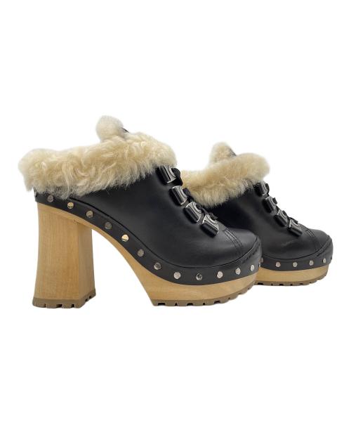 MIU MIU（ミュウミュウ）MIU MIU (ミュウミュウ) ブーティ ブラック×ベージュ サイズ:36の古着・服飾アイテム