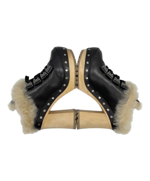 MIU MIU（ミュウミュウ）MIU MIU (ミュウミュウ) ブーティ ブラック×ベージュ サイズ:36の古着・服飾アイテム