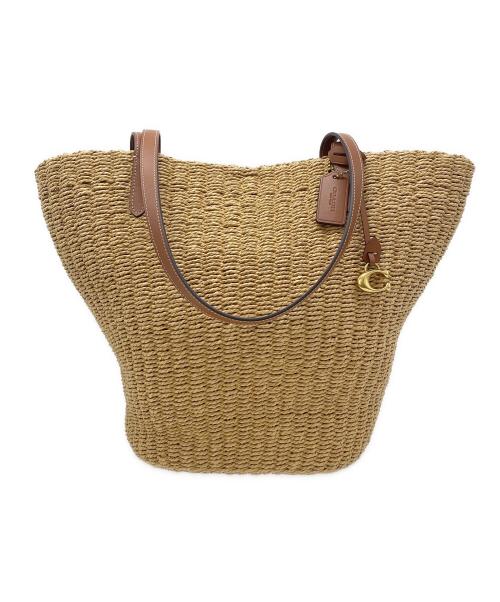 COACH（コーチ）COACH (コーチ) ストローラージトートバッグ ベージュの古着・服飾アイテム