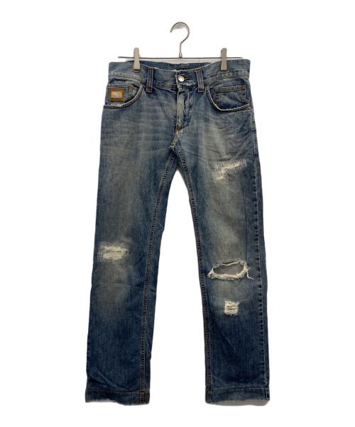 DOLCE & GABBANA（ドルチェ＆ガッバーナ）DOLCE & GABBANA (ドルチェ＆ガッバーナ) ダメージデニムパンツ ブルー サイズ:44の古着・服飾アイテム