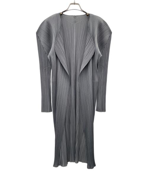 PLEATS PLEASE（プリーツプリーズ）PLEATS PLEASE (プリーツプリーズ) 薄手カーディガン　プリーツロングカーディガン ライトグレー サイズ:4の古着・服飾アイテム