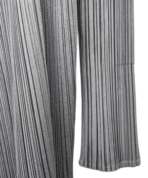 PLEATS PLEASE（プリーツプリーズ）PLEATS PLEASE (プリーツプリーズ) 薄手カーディガン　プリーツロングカーディガン ライトグレー サイズ:4の古着・服飾アイテム