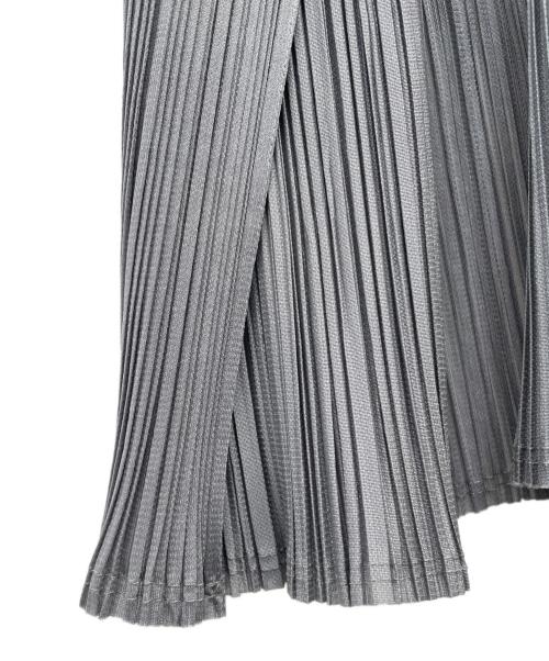 PLEATS PLEASE（プリーツプリーズ）PLEATS PLEASE (プリーツプリーズ) 薄手カーディガン　プリーツロングカーディガン ライトグレー サイズ:4の古着・服飾アイテム