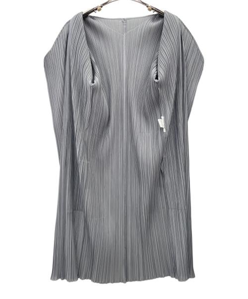 PLEATS PLEASE（プリーツプリーズ）PLEATS PLEASE (プリーツプリーズ) 薄手カーディガン　プリーツロングカーディガン ライトグレー サイズ:4の古着・服飾アイテム