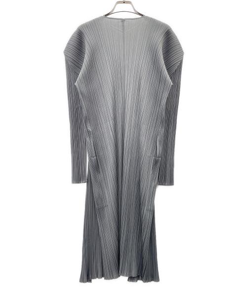 PLEATS PLEASE（プリーツプリーズ）PLEATS PLEASE (プリーツプリーズ) 薄手カーディガン　プリーツロングカーディガン ライトグレー サイズ:4の古着・服飾アイテム