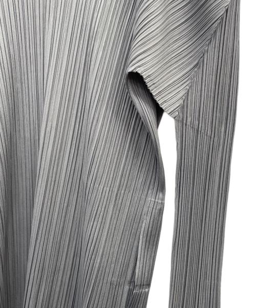 PLEATS PLEASE（プリーツプリーズ）PLEATS PLEASE (プリーツプリーズ) 薄手カーディガン　プリーツロングカーディガン ライトグレー サイズ:4の古着・服飾アイテム