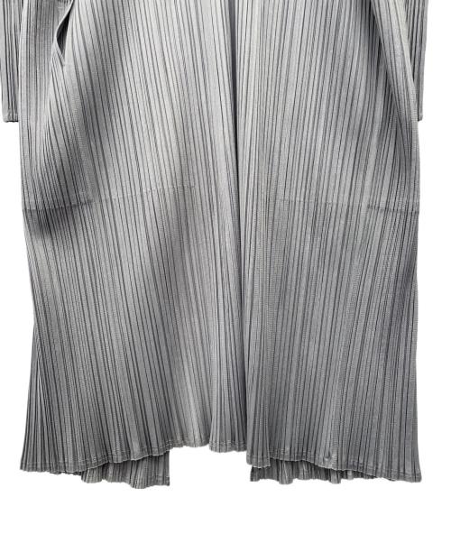 PLEATS PLEASE（プリーツプリーズ）PLEATS PLEASE (プリーツプリーズ) 薄手カーディガン　プリーツロングカーディガン ライトグレー サイズ:4の古着・服飾アイテム