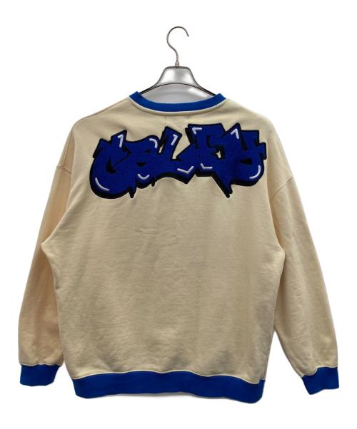 GALFY（ガルフィー）GALFY (ガルフィー) スウェット ベージュ×ブルー サイズ:XLの古着・服飾アイテム