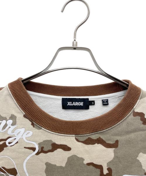 X-LARGE（エクストララージ）X-LARGE (エクストララージ) CAMO CREW NECK SWEAT ベージュ サイズ:Ｍの古着・服飾アイテム