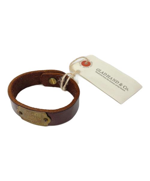 GLAD HAND&Co.（グラッドハンド）GLAD HAND&Co. (グラッドハンド) レザーブレスレッド ブラウン サイズ:Lの古着・服飾アイテム