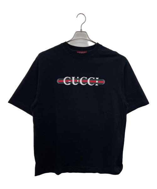 GUCCI（グッチ）GUCCI (グッチ) プリント コットンジャージー Tシャツ ブラック サイズ:Ｌの古着・服飾アイテム