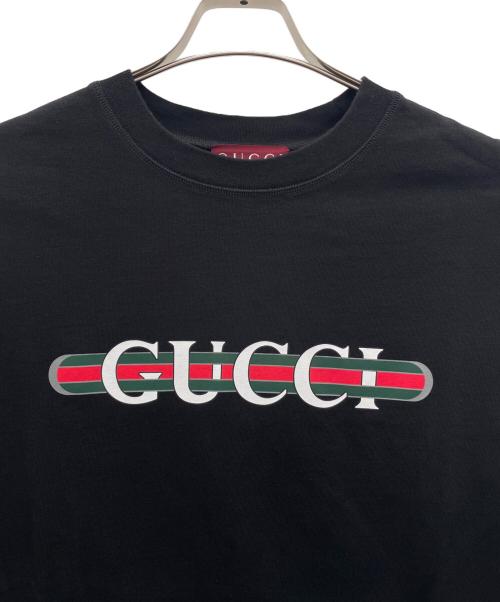 GUCCI（グッチ）GUCCI (グッチ) プリント コットンジャージー Tシャツ ブラック サイズ:Ｌの古着・服飾アイテム