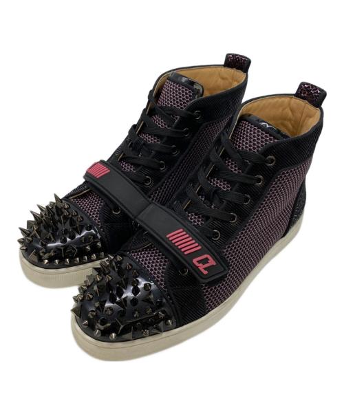 Christian Louboutin（クリスチャン・ルブタン）Christian Louboutin (クリスチャン・ルブタン) スタッズハイカットスニーカー パープル×ブラック サイズ:42 1/2の古着・服飾アイテム