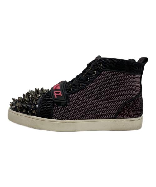 Christian Louboutin（クリスチャン・ルブタン）Christian Louboutin (クリスチャン・ルブタン) スタッズハイカットスニーカー パープル×ブラック サイズ:42 1/2の古着・服飾アイテム