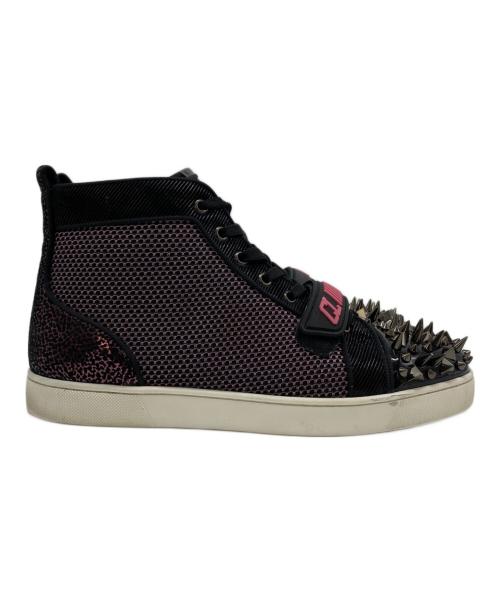 Christian Louboutin（クリスチャン・ルブタン）Christian Louboutin (クリスチャン・ルブタン) スタッズハイカットスニーカー パープル×ブラック サイズ:42 1/2の古着・服飾アイテム