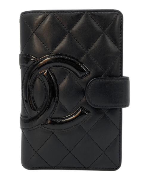 CHANEL（シャネル）CHANEL (シャネル) 2つ折り財布 カンボン ラムスキン ブラック×ピンクの古着・服飾アイテム