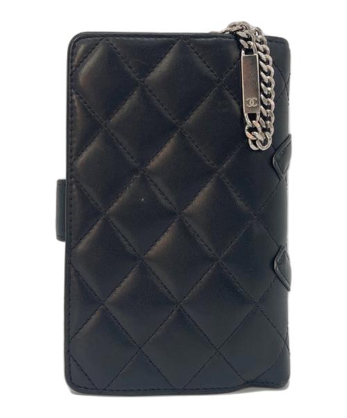 CHANEL（シャネル）CHANEL (シャネル) 2つ折り財布 カンボン ラムスキン ブラック×ピンクの古着・服飾アイテム