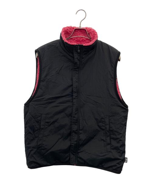 stussy（ステューシー）stussy (ステューシー) ボアベスト ブラック×ピンク サイズ:Ｌの古着・服飾アイテム