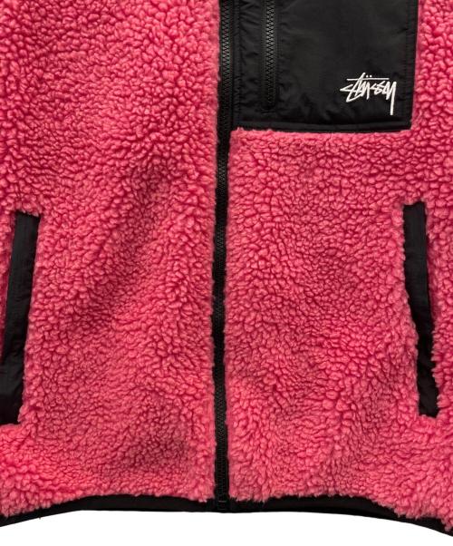 stussy（ステューシー）stussy (ステューシー) ボアベスト ブラック×ピンク サイズ:Ｌの古着・服飾アイテム