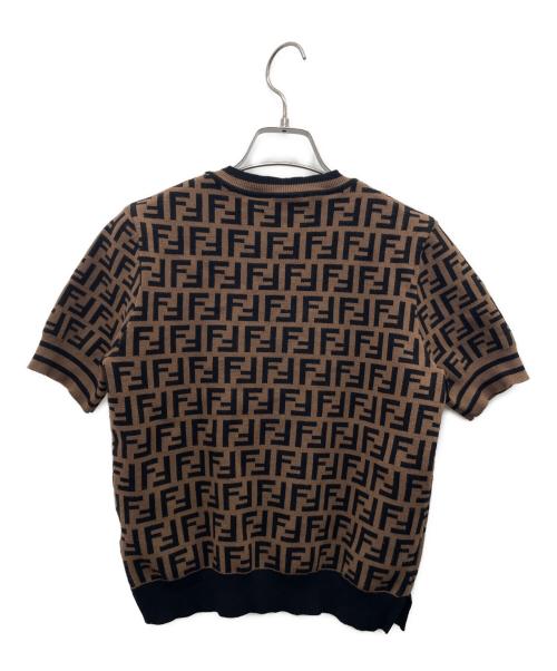 FENDI（フェンディ）FENDI (フェンディ) 半袖ニット ブラウン×ブラック サイズ:38の古着・服飾アイテム