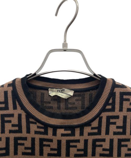 FENDI（フェンディ）FENDI (フェンディ) 半袖ニット ブラウン×ブラック サイズ:38の古着・服飾アイテム