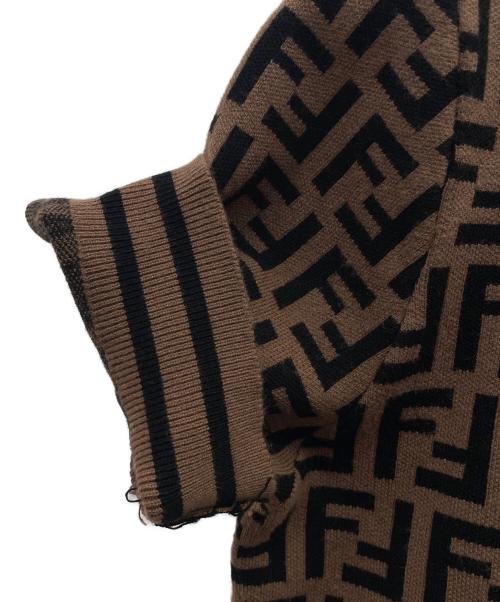 FENDI（フェンディ）FENDI (フェンディ) 半袖ニット ブラウン×ブラック サイズ:38の古着・服飾アイテム