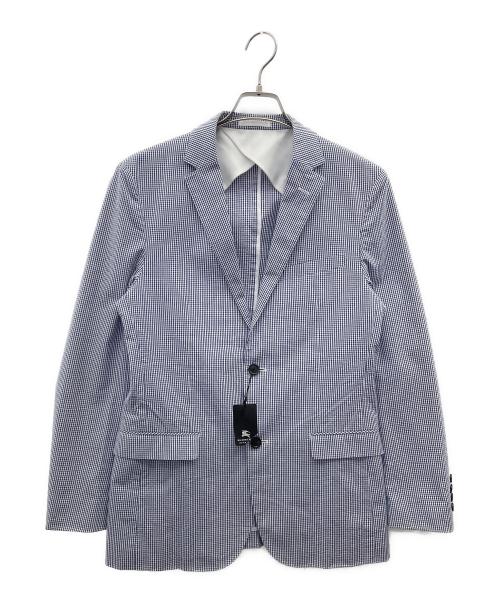 BURBERRY BLACK LABEL（バーバリーブラックレーベル）BURBERRY BLACK LABEL (バーバリーブラックレーベル) シアサッカーテーラードジャケット ブルー×ホワイト サイズ:Ｌ 未使用品の古着・服飾アイテム