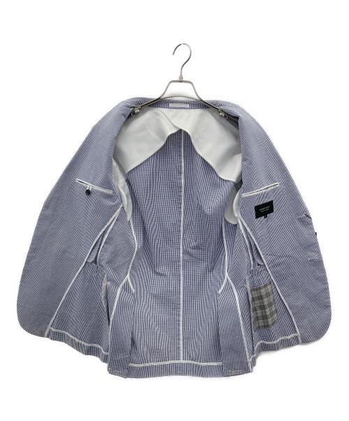 BURBERRY BLACK LABEL（バーバリーブラックレーベル）BURBERRY BLACK LABEL (バーバリーブラックレーベル) シアサッカーテーラードジャケット ブルー×ホワイト サイズ:Ｌ 未使用品の古着・服飾アイテム