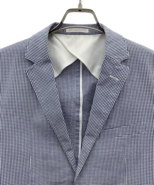 BURBERRY BLACK LABEL（バーバリーブラックレーベル）BURBERRY BLACK LABEL (バーバリーブラックレーベル) シアサッカーテーラードジャケット ブルー×ホワイト サイズ:Ｌ 未使用品の古着・服飾アイテム