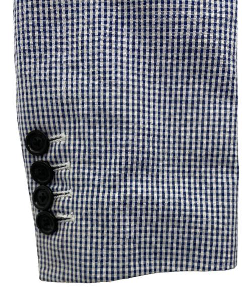 BURBERRY BLACK LABEL（バーバリーブラックレーベル）BURBERRY BLACK LABEL (バーバリーブラックレーベル) シアサッカーテーラードジャケット ブルー×ホワイト サイズ:Ｌ 未使用品の古着・服飾アイテム