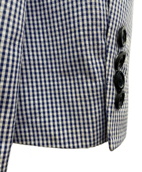 BURBERRY BLACK LABEL（バーバリーブラックレーベル）BURBERRY BLACK LABEL (バーバリーブラックレーベル) シアサッカーテーラードジャケット ブルー×ホワイト サイズ:Ｌ 未使用品の古着・服飾アイテム