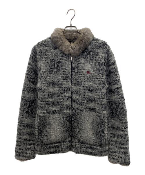 BURBERRY BLACK LABEL（バーバリーブラックレーベル）BURBERRY BLACK LABEL (バーバリーブラックレーベル) ラビットファーニットジャケット グレー サイズ:2の古着・服飾アイテム