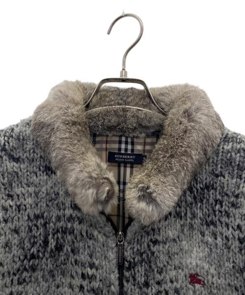BURBERRY BLACK LABEL（バーバリーブラックレーベル）BURBERRY BLACK LABEL (バーバリーブラックレーベル) ラビットファーニットジャケット グレー サイズ:2の古着・服飾アイテム