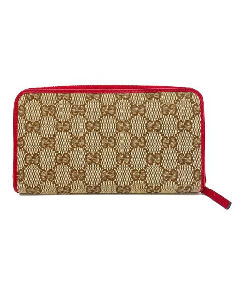 GUCCI（グッチ）GUCCI (グッチ) 長財布 レッド×ベージュの古着・服飾アイテム