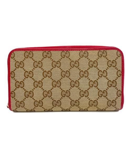 GUCCI（グッチ）GUCCI (グッチ) 長財布 レッド×ベージュの古着・服飾アイテム