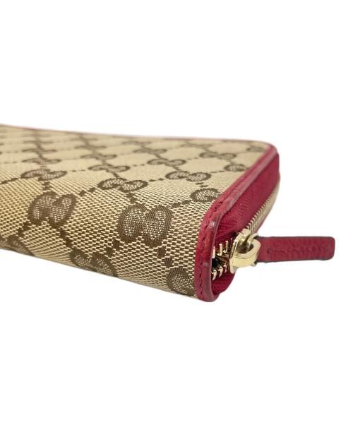 GUCCI（グッチ）GUCCI (グッチ) 長財布 レッド×ベージュの古着・服飾アイテム