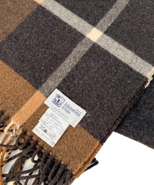 JOHNSTONS OF ELGIN（ジョンストンズ オブ エルガン）JOHNSTONS OF ELGIN (ジョンストンズ オブ エルガン) カシミヤ混大判ストール グレー×ブラウンの古着・服飾アイテム