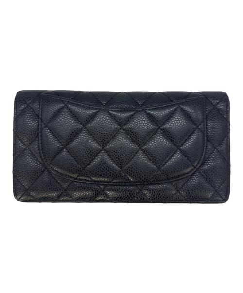 CHANEL（シャネル）CHANEL (シャネル) 2つ折り長財布 ブラックの古着・服飾アイテム