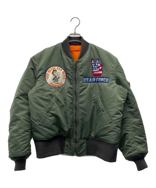 U.S.AIR FORCE（ユーエスエアフォース）U.S.AIR FORCE (ユーエスエアフォース) PEANUTS (ピーナッツ) MA-1ジャケット グリーン サイズ:Mの古着・服飾アイテム