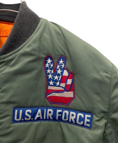 U.S.AIR FORCE（ユーエスエアフォース）U.S.AIR FORCE (ユーエスエアフォース) PEANUTS (ピーナッツ) MA-1ジャケット グリーン サイズ:Mの古着・服飾アイテム